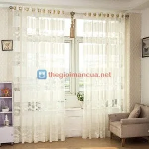 Rèm vải voan trang trí phòng khách đẹp